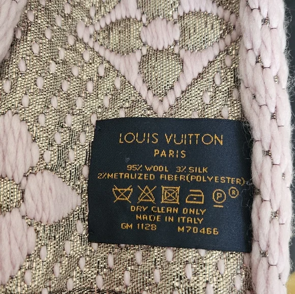 Louis Vuitton Ballet Pink Logomania Scarf Wool & Silk Metallic Thread - Picture 7 of 11